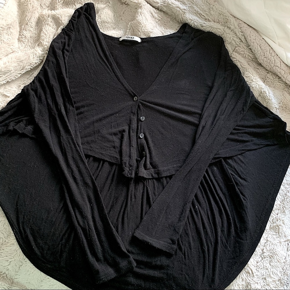 TOPAZ Black Crop Cardigan